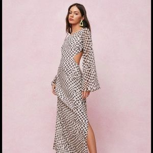 Nasty Gal Black and White Checker Maxi Dress